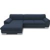 DOMO. collection Nika Forma angolare, Moderno Imbottito, Divano ad Angolo Legno Tessuto, Blu Scuro, 277x156x78 cm