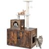 COSTWAY Tiragraffi per Gatti Adulti Con Cuccia, Piattaforma, Cuscini e Albero Alto in Legno - 77,5 x 49 x 132 cm