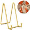 QMAHA Cavalletto Espositore Supporto Porta Piatti, 4 Pezzi Supporti Piatti da Esposizione - 6 Pollici Cavalletti per Tavolo, Espositori in Ferro per Piatto Decorativo/Foto/Cornice/Libri - Nero (Oro)