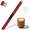 Rouclo Accendino Elettrico USB Ricaricabile, Antivento Lungo Accendigas con Indicatore della Batteria per Accendere Candele, Stufe, Stufa a Gas, Barbecue,Campeggio, Cucina (Rosso)