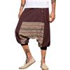 virblatt - Pantaloni Corti Uomo Etnici| Cotone | Pantaloni Harem Pantaloni Larghi Pantaloncini Uomo Pantaloni Etnici Bermuda Cavallo Basso Hippie -Sorgenfrei Marrone L-XL