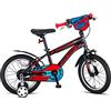 GERONI Bici Bicicletta Bambino X-Force 16'' Pollici MTB Mountain Bike bimbo Freni V-Brake con rotelle stabilizzatori (Nero)