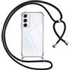 Pnakqil Cover per Samsung Galaxy A55 con Cordino, Trasparente Custodia con Laccio Tracolla Cellulare Girocollo Collana Protettiva per Samsung A55 6.6, Nero