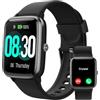 GRV Smartwatch Uomo Donna Chiamate Bluetooth Orologio Contapassi Orologio Fitness Sport Cardiofrequenzimetro Saturimetro per Android iOS Notifiche Messaggi Whatsapp 100 Modalità Sportivo Nero