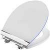 Cornat Sedile WC White Shining - Luce LED delicata di notte - con sensore acustico - Funzione Quick Up & Clean - Abbassamento automatico - Comodo montaggio dall'alto/sedile WC/copriwater /