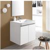 Geromin - Lavatoio Round con ante e top in mineralmarmo bianco lucido : Colore - Bianco, Lunghezza - 50 CM
