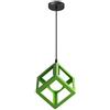 iDEGU Lampadario a sospensione moderno a Forma di Cubo Stile Geometrico E27 Lampada da Soffitto Vintage in Metallo per camera da letto, soggiorno, ristorante - 16cm, Verde