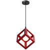 iDEGU Lampadario a sospensione moderno a Forma di Cubo Stile Geometrico E27 Lampada da Soffitto Vintage in Metallo per camera da letto, soggiorno, ristorante - 16cm, Rosso