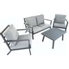 Set salottino poltrona divano tavolo da giardino per esterno grigio in alluminio