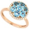 GOLD ART Anello in oro rosa con topazio azzurro e con diamanti