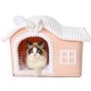 Jiupety casa per Gatti Gatti,Camino casa del Gatto per i Gatti Interni,casa dell'animale Domestico per 1,4-4,5 kg Gatto e Cani,Pieghevole con Rimovibile Antiscivolo Grande Spazio Cartoni Animati