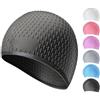 Lin's Liliana Cuffia da nuoto alla moda per uomo e donna - Cuffia da nuoto impermeabile in morbido silicone antiscivolo - Cuffia da bagno unisex (rosa)