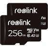 Reolink 2 Pezzi 256GB Scheda di Memoria MicroSDHC ad Alta Velocità, Classe 10, Scheda di Memoria A2 U3, Compatibile con Telecamera di Sicurezza