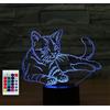 SUPERHONGJIHAO Luce notturna per i bambini 3D gattino ha condotto la lampada con telecomando 16 colore che cambia regalo di compleanno di Natale per il bambino
