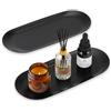 Fentar 2Pcs Vassoio Decorativo, Vassoio Nero Acciaio Inox, Vassoio Bagno Portaoggetti Ovale Elegante con Finitura Lucida, Vassoio Caffe Piccolo, Vassoio per Gioielli Dolci Spuntino Candele