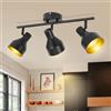 Kambo Nero Faretti LED Soffitto E14 - Faretti da Soffitto con 3 Luci- Faretto Soffitto Orientabili - Retrò Lampadario Soffitto - Faretti da Parete Interno Soggiorno - Senza Lampadina