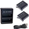 Suptig Batteria (2 pezzi) e caricatore Daul per GoPro Hero 4 Black Gopro HEROR4 Silver e AHDBT-401