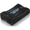 QGECEN Adattatore Scart a HDMI, 1080P Convertitore Scart a HDMI per VHS/PS2, con Cavo USB, Supporta 720P & 4:3/16:9 per Videoregistratore, DVD, PAL/NTSC, Consolle Retro Wii/N64
