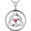 YL Collana Celtica Argento 925 con Luglio Pietra Portafortuna Rubino Ciondolo con Nodo Celtico per Donna, Lunghezza Catena 45+3 CM
