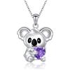 Flyow Set di Gioielli Flyow Koala 925 Argento Sterling Koala Orecchini a Lobulo e Collana con Ciondolo a Forma di Cuore con Animale Dolce Koala con Zirconia Cubica Viola/Blu Gioielli Koala Regali per Donne