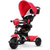 Mondial Toys Triciclo 4in1 con Maniglione Direzionabile e Cappottina Parasole 8811 ROSSO