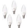 TECNOLUX EURO Lampadina LED E14 a candela, 8 W, C38, bianco freddo, 6400 K, 640 lm, 5 pezzi