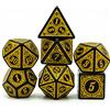 Cusdie Set di 7 dadi poliedrici per D&D Dungeons and Dragons, per giochi di ruolo come giochi di ruolo, gialli con bordo nero, 7 pezzi