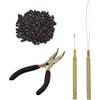 YTBYT Pinze per Estensioni dei Capelli Kit 1 Pinza, 1 Gancio, 1 Uncino per Anelli und 500 pezzi 5,0 mm Micro Anelli Foderati in Silicone (Marrone scuro)