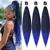 Cybelleza Extension per Treccine Africane Capelli Finti per Treccine EZ Pre Stretched Braiding Hair Pre Allungato Stirato Yaki Capelli Sintetici Lunghi Afro Trecce 3 Ciocche 65cm, Nero & Blu