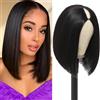 Yavida Parrucca Donna Capelli Veri Umani Seta Straight V Part Bob Human Hair Upgrade U Part Facile Da Indossare Senza Colla (14 Inch)