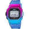 Gosasa Orologio sportivo unisex con luce a LED, trasparente, multifunzione, orologio da polso per uomo e donna, stile casual, cronometro, data, 5 bar, impermeabile, Blu, Sportivo