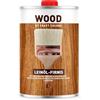 Craft Colors Olio di lino alta qualità, 1 litro, privo di resina, protezione del legno naturale per interni ed esterni, vernice per legno, migliorare la durata - Craft Colors WOOD Made in Germany