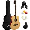 TIGER ACG2-NT Chitarra acustica full size 4/4 con corde in acciaio per principianti - La confezione include custodia, tracolla, piastra antigraffio e corde di ricambio - Naturale