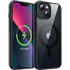 JETech Cover Magnetica per iPhone 13 mini 5,4 Pollici Compatibile con MagSafe, Antiurto Cellulare Paraurti Custodia, Solida Colore Opaco TPU Telaio, Anti-Graffio Retro Trasparente (Nero)