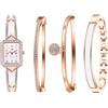Silverora Orologio da polso da donna, analogico, al quarzo, 4 o 3, set di orologio e bracciale con diamanti, Rosa
