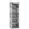 BrilliantJo Organizer Armadio, Portattuto da Appendere con 5 Scomparti con 6 compartiment Laterali a Rete per Vestiti con 2 Ganci Organizzatore Armadio da 30 x 30 x 108 cm Grigio Chiaro