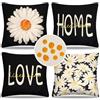 Velvhom Federe per Cuscini 45x45 cm Federe Floreali per Cuscini Floreali in Bianco e Nero Impermeabili per Esterni Primaverili Federa per Cuscino Estivi per Divano da Giardino Soggiorno Patio Set di 4