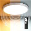Letlit Lampada con Sensore di Movimento, 20W 2000LM Plafoniera Dimmerabile con Telecomando, Luce led con Sensore Crepuscolare, IP54 Lampada da Soffitto Luci per Corridoio Scala Balcone Bagno, 23cm
