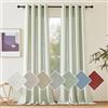 PONY DANCE Tende Verde Salvia Lino 200g/m² Semitrasparenti per Salotto Eleganti Tende Soggiorno Moderne con Anelli Linen Curtains Camera da Letto 2 Pezzi L 140 x A 245 CM