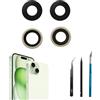 Peixiong Sapphire 15 - Obiettivo di ricambio per fotocamera posteriore iPhone 15/15 Plus, vetro di ricambio con kit di strumenti di riparazione professionale