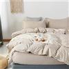 Morbuy Set di Biancheria da Letto 4 Pezzi - Plaid Stampa Set Copripiumino in Microfibra con 1 Lenzuola Piane e 2 Federe per Letto Singolo Matrimoniale King (Cachi,180x220cm /1.8M)
