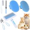 Nobleza - Set in 6 Pezzi di Toelettatura per Piccoli Animali Domestici, Kit di Toelettatura per Conigli con Spazzola a Setaccio, Guanto da Bagno e da Massaggio, Pettine per Criceti (Blu)