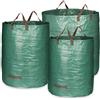 COM-FOUR® 3x Borsa da giardino con maniglie per il trasporto | Sacchetto pieghevole per rifiuti in 3 misure - Contenitore antistrappo per rifiuti