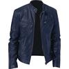 OADOBKICE Giacca Invernale Uomo Giacca Antivento Uomo Giacca Leggera Giacca Lavoro Giacca Lavoro Giacca Regolare Giacca Impermeabile Uomo Leggera Giacca da Motociclista in Pelle da Uomo Blu Navy 5XL