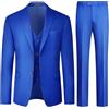 Allthemen Abito da Uomo Elastico 3 Pezzi Completo da Uomo Tinta Unita con Due Bottoni Slim Fit Formale Blazer Pantaloni Gilet Blu XXL
