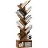 YMYNY Libreria ad Albero, Scaffale a 6 Ripiani, Libreria alta con Cassetti, Moderna Autoportante Libri, Salvaspazio Legno Portaoggetti Librerie per Soggiorno, Studio, Ufficio, Marrone Vintage HBC016H