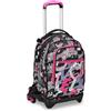 Seven Trolley Scuola Jack 3 Ruote, Nero Fucsia, Draft Heart, 3 in 1, Triplo Uso, Zaino Con Carrello Sganciabile, Tasca Porta Borraccia e Crossover System, Zaino Scuola Viaggio, Bambina Ragazza