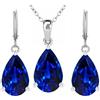 Crystalline Azuria Donna 18ct Placcato Oro Bianco Lacrima Parure simulato Zaffiro Blu Cristalli di Zirconi Collana 45 cm Orecchini Pendenti
