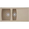 Respekta Boston Lavabo in Mineralite Sabbia Beige/Lavello da incasso 1,5 vasche in 100 x 50 cm/Lavello adatto per basi da 60 cm di larghezza