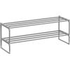 SONGMICS Scarpiera a 2 Ripiani, Scaffale Portascarpe in Metallo, per 12-15 Paia di Scarpe, Verticale o Capovolto, Impilabile, Ingresso, 30 x 92 x 34 cm, Grigio LSA012G01